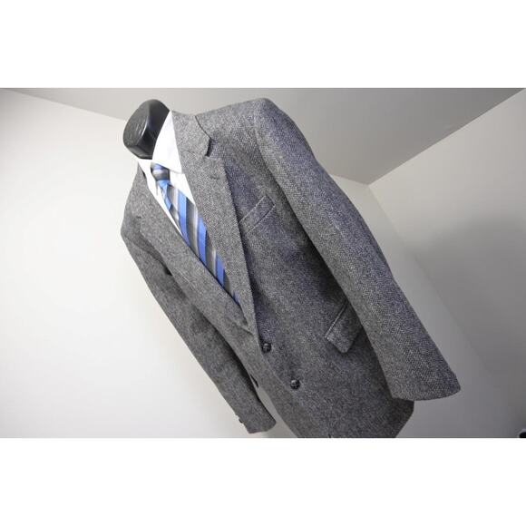 VTG Savile Row Tweed Handwoven Herringbone Wool Blazer Sports Jacket Mens 46 L - Picture 2 of 11